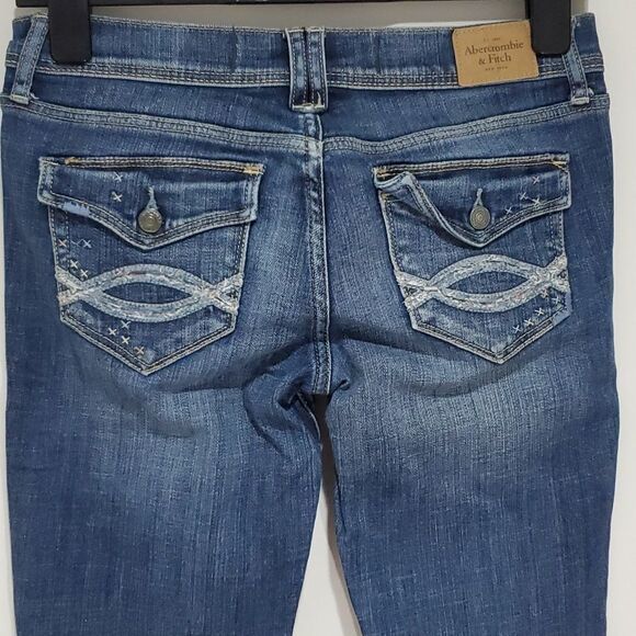 𝅺abercrombie & Fitch 26x31 perfect stretch size 2 medium tint straight leg jean - Picture 4 of 8